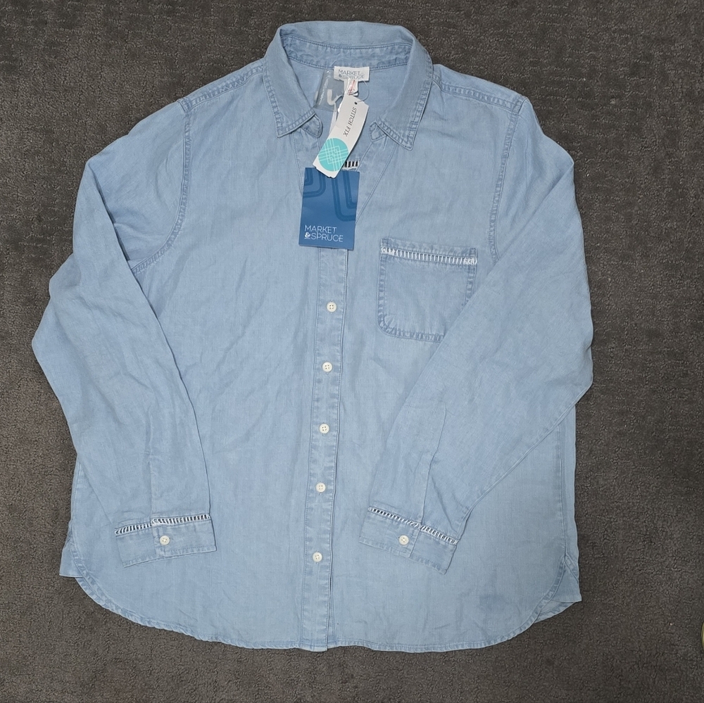 Market & Spruce Light Blue Casual Shirt
